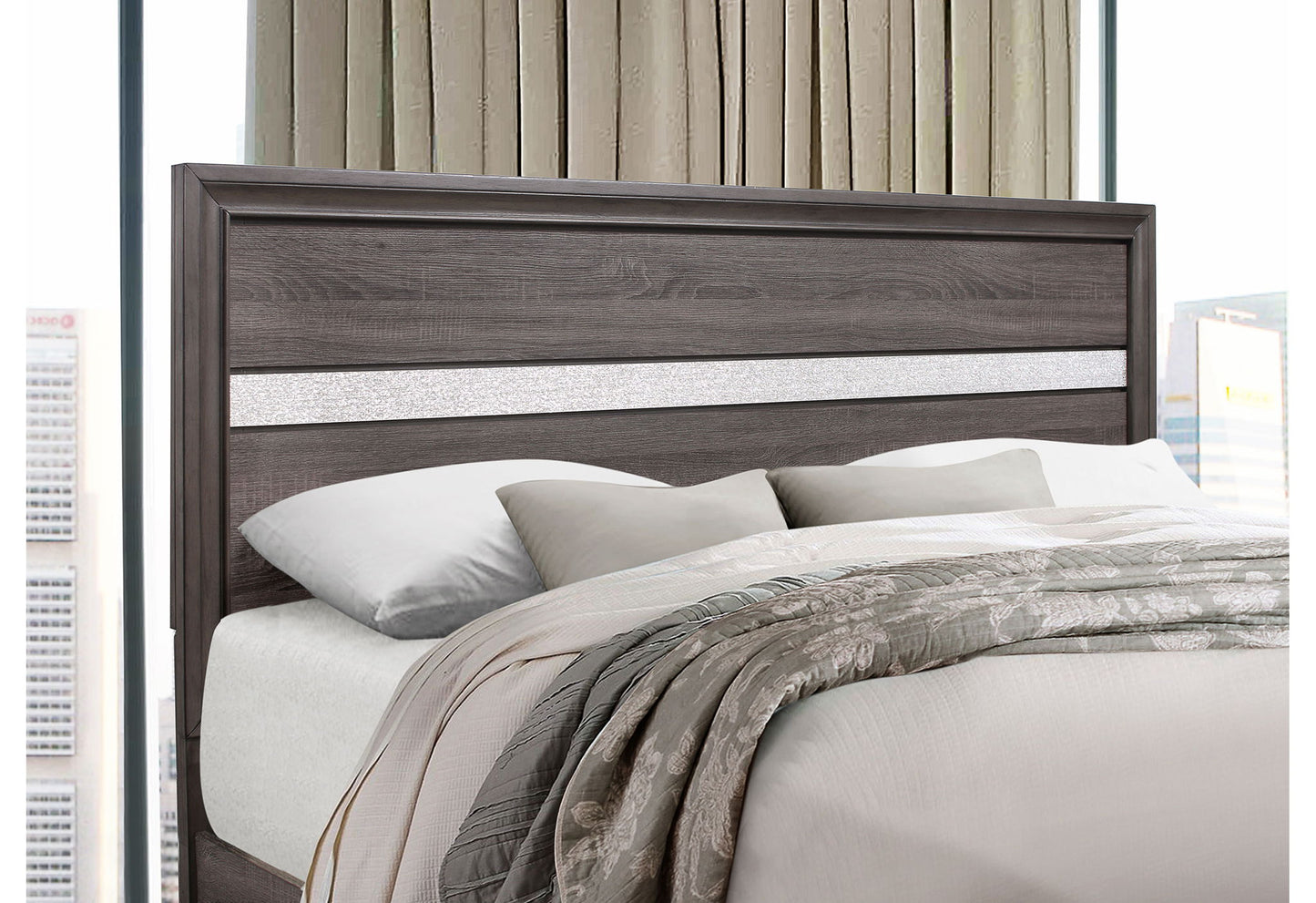 Seville - 5 Piece King Bedroom Set - Dark Gray