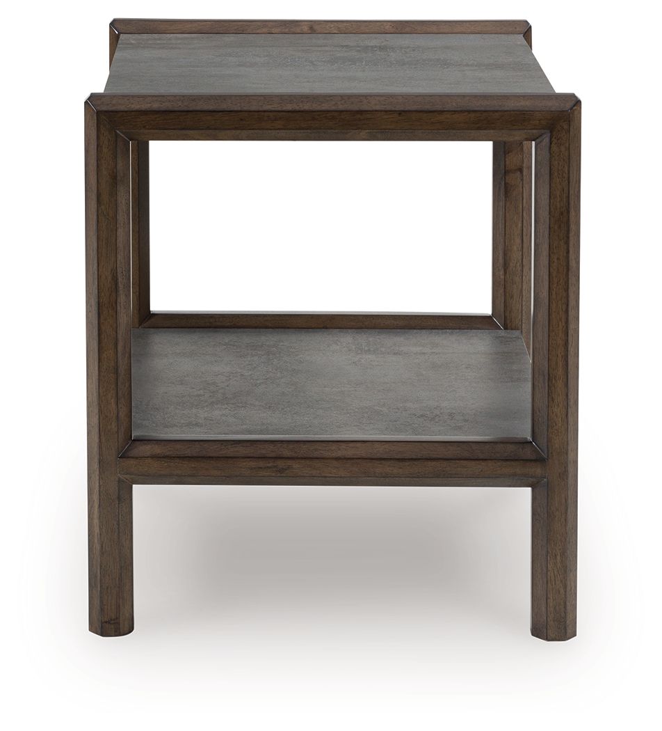 Kallenny - Rectangular End Table - Brown / Gray