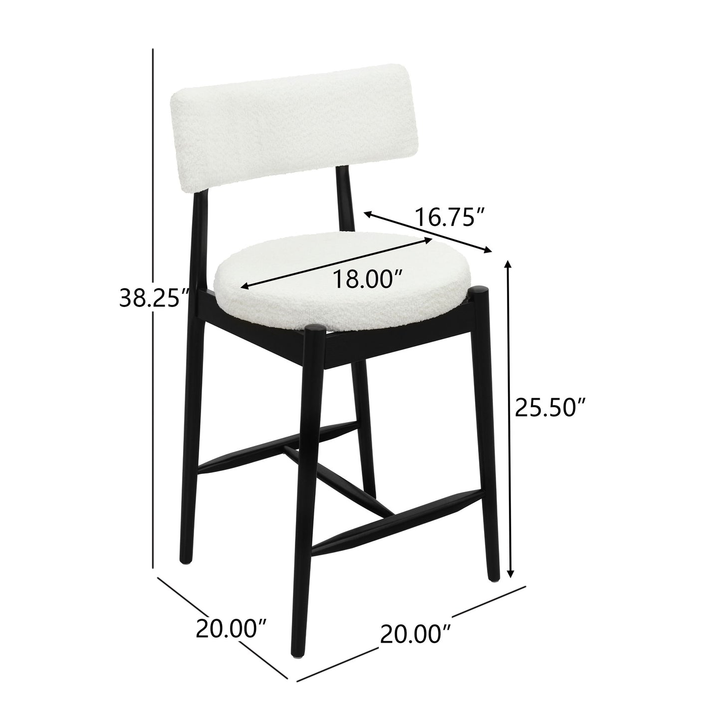 Mid Century Modern Counter Stools, Fabric Upholstered Chairs