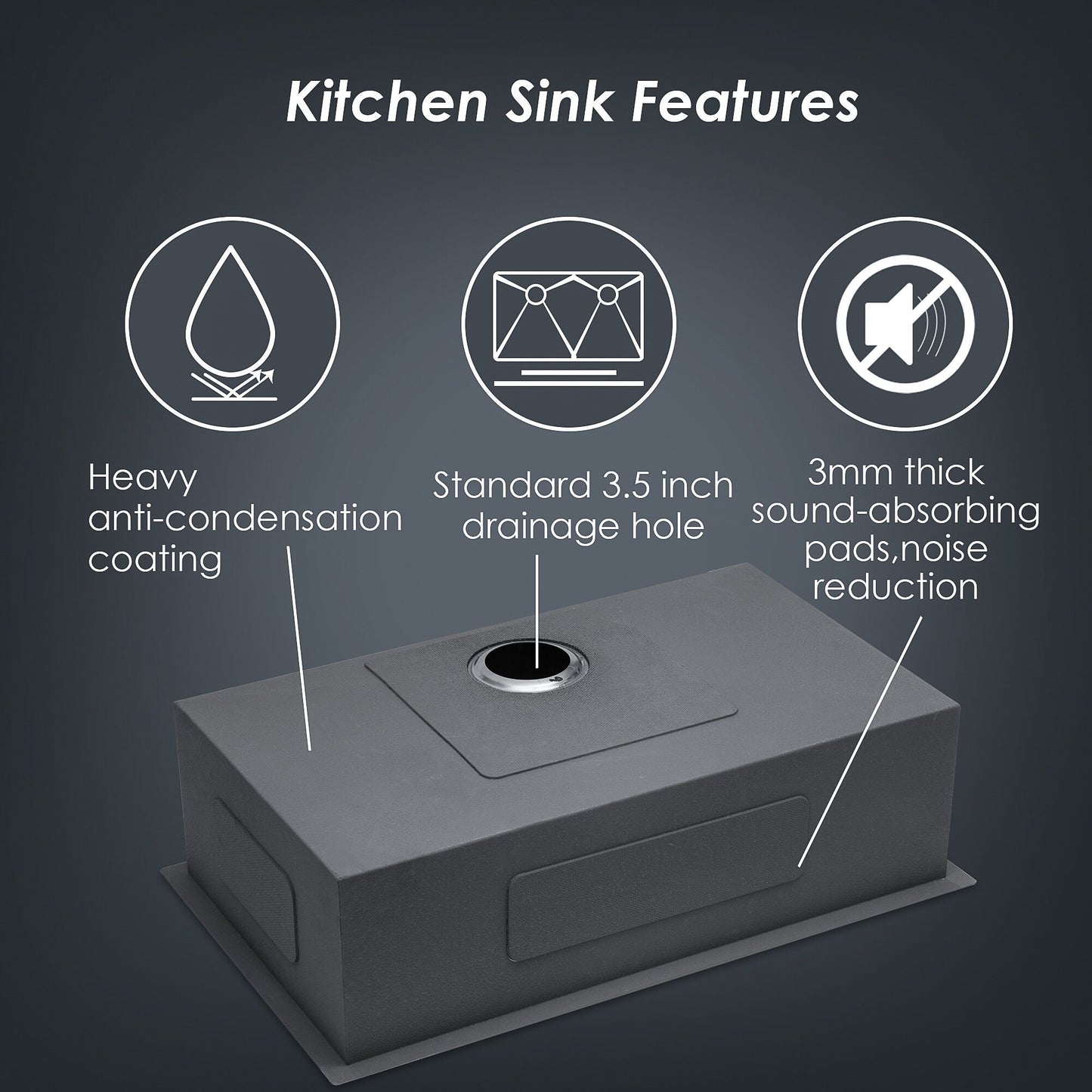 Undermount Stainless Steel Kitchen Sink, Deep Single Bowl Basin