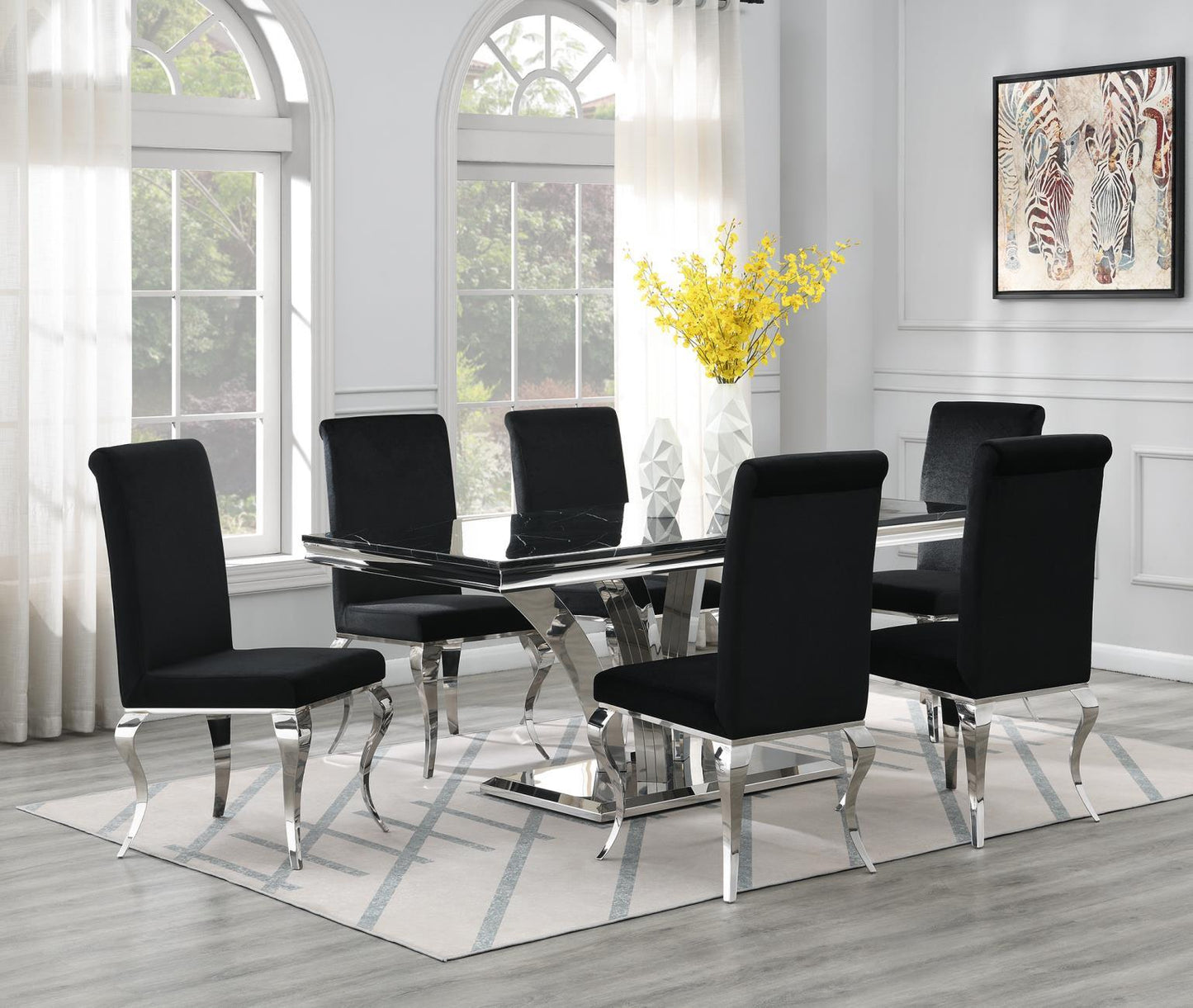G-083-T-BLACK - Marble Dining Table - Black