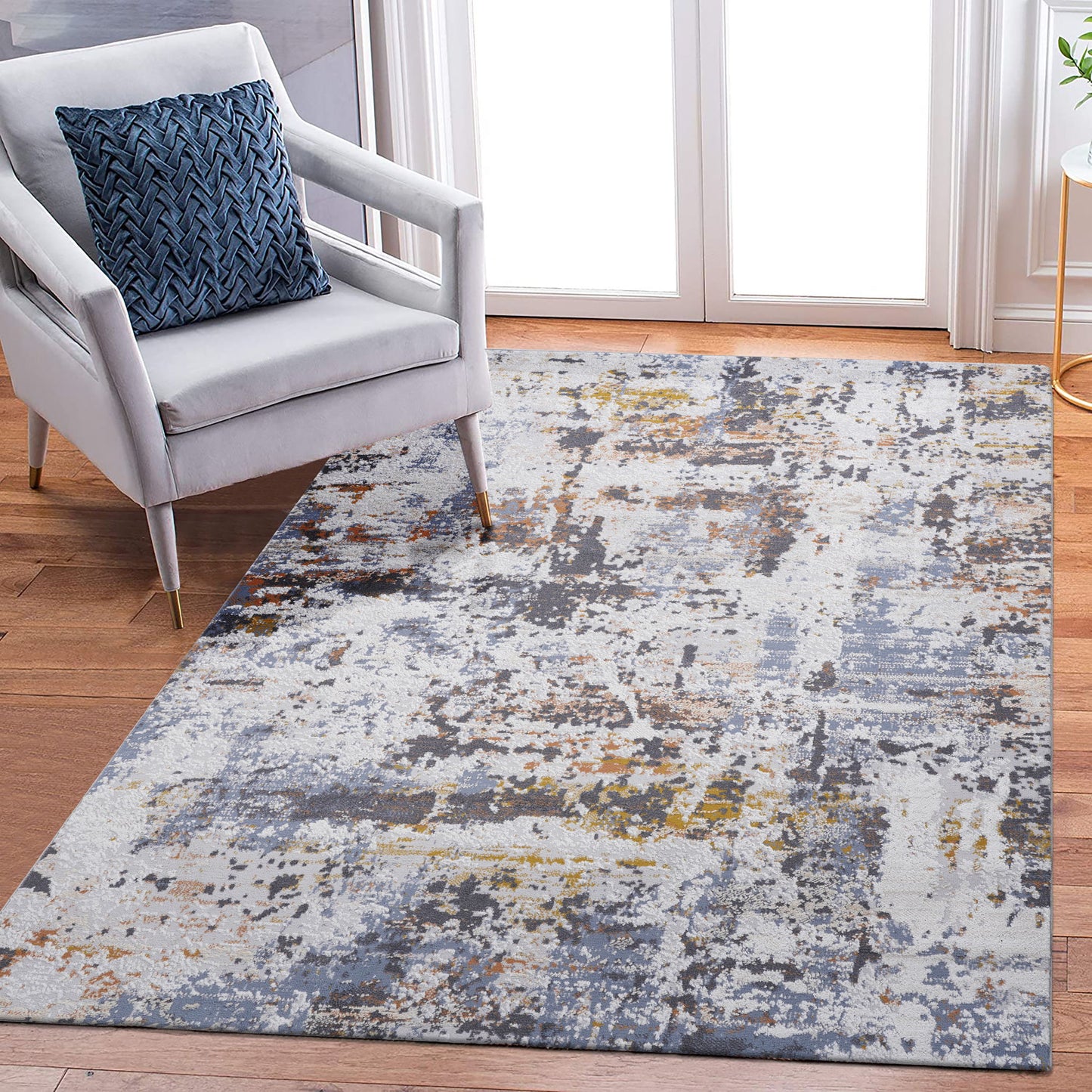 Payas - 6' X 9' Abstract Area Rug - Ivory / Blue