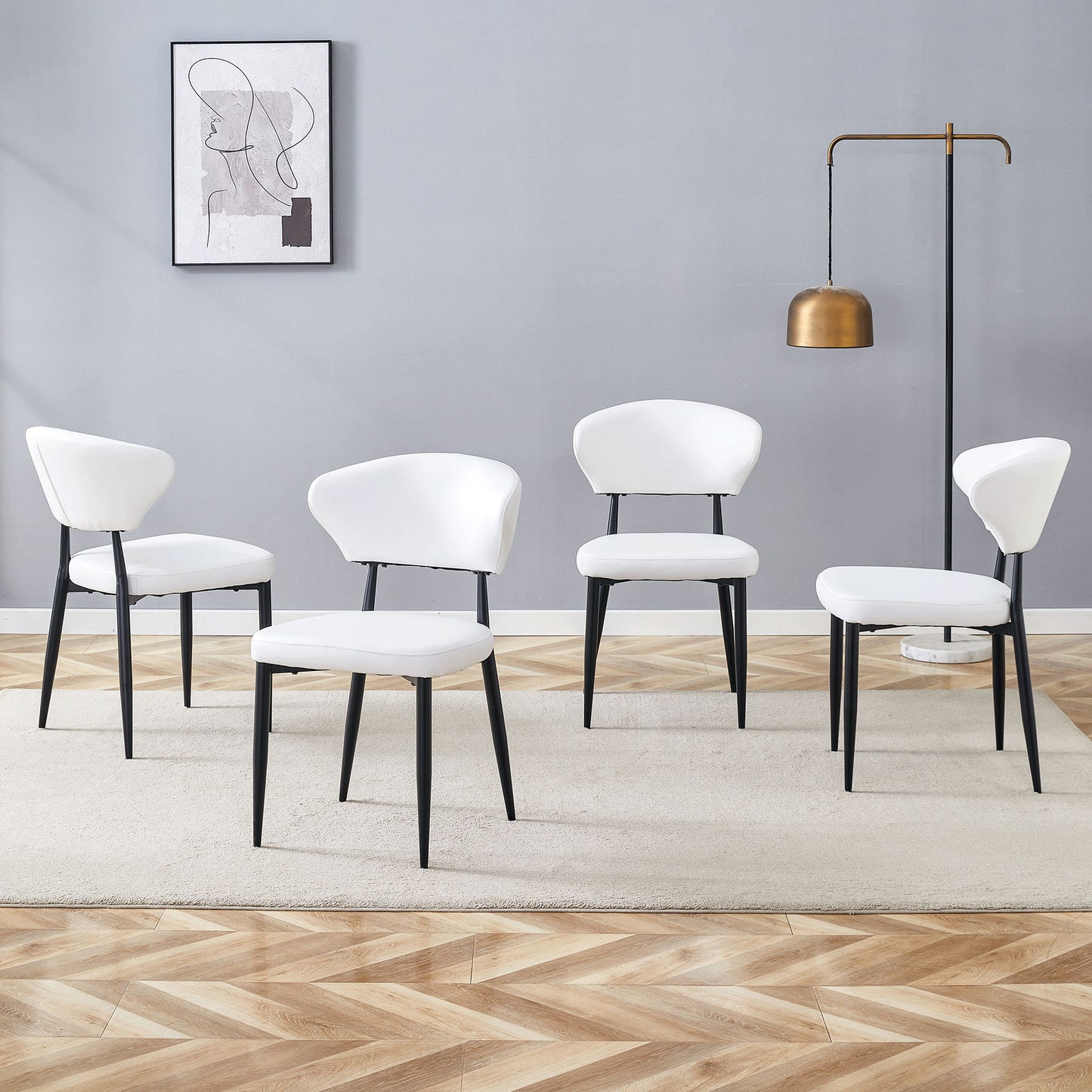 Minimalist Ergonomic Dining Chair With Curved Backres (Set of 4)