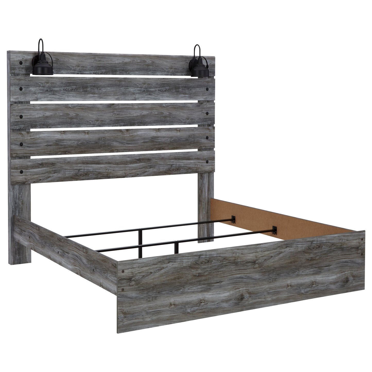 Queen Panel Bed with Sconce Lights