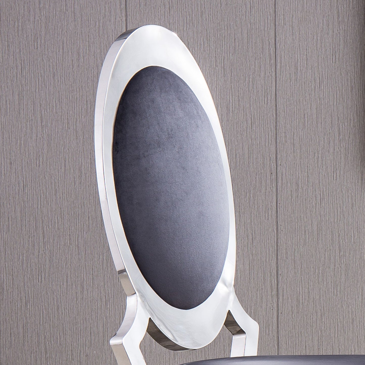 Dining Chair With Oval Backrest, Stainless Steel Legs (Set of 2)