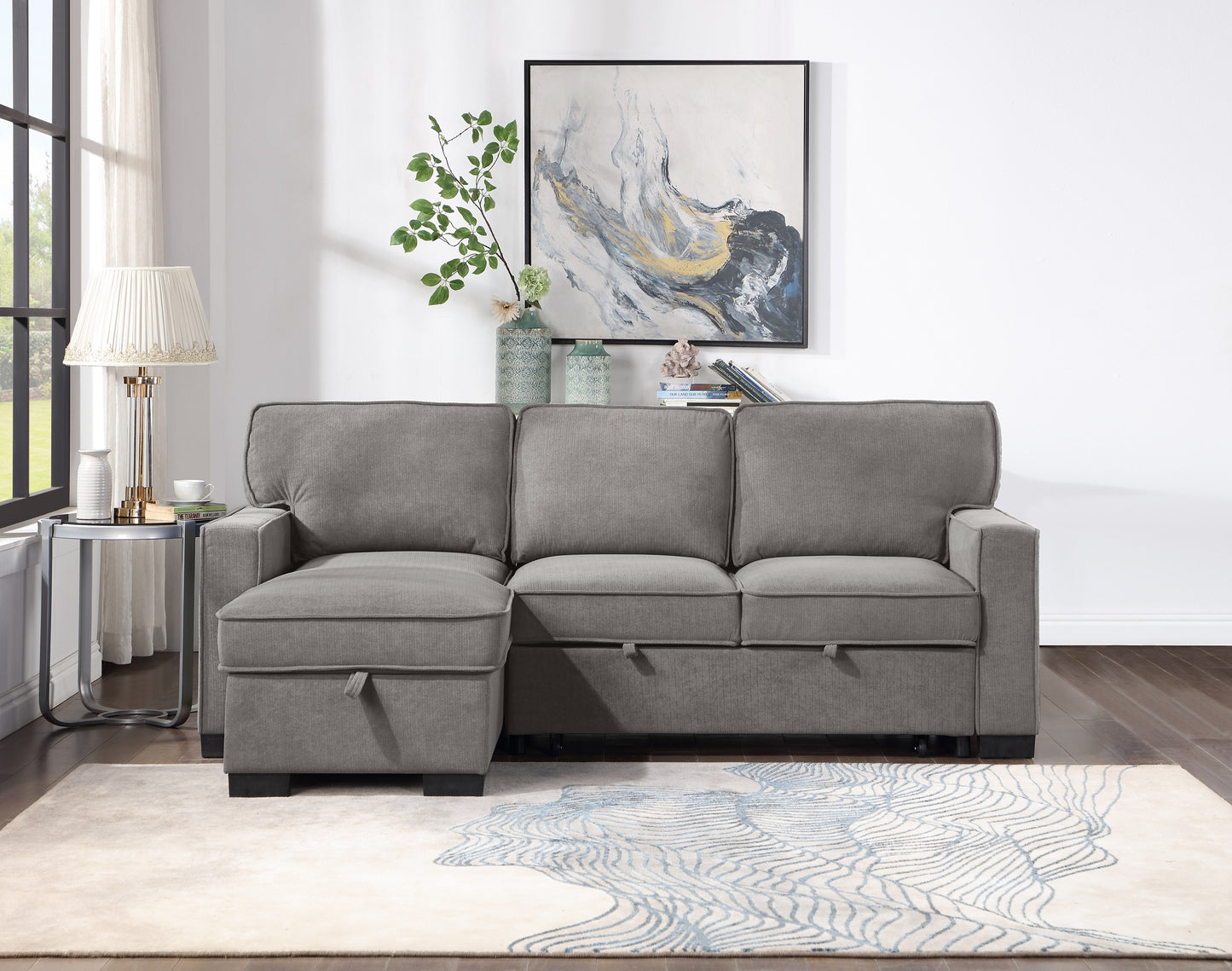 SECTIONAL W/ PULL-OUT BED & LAF CHAISE WITH STORAGE