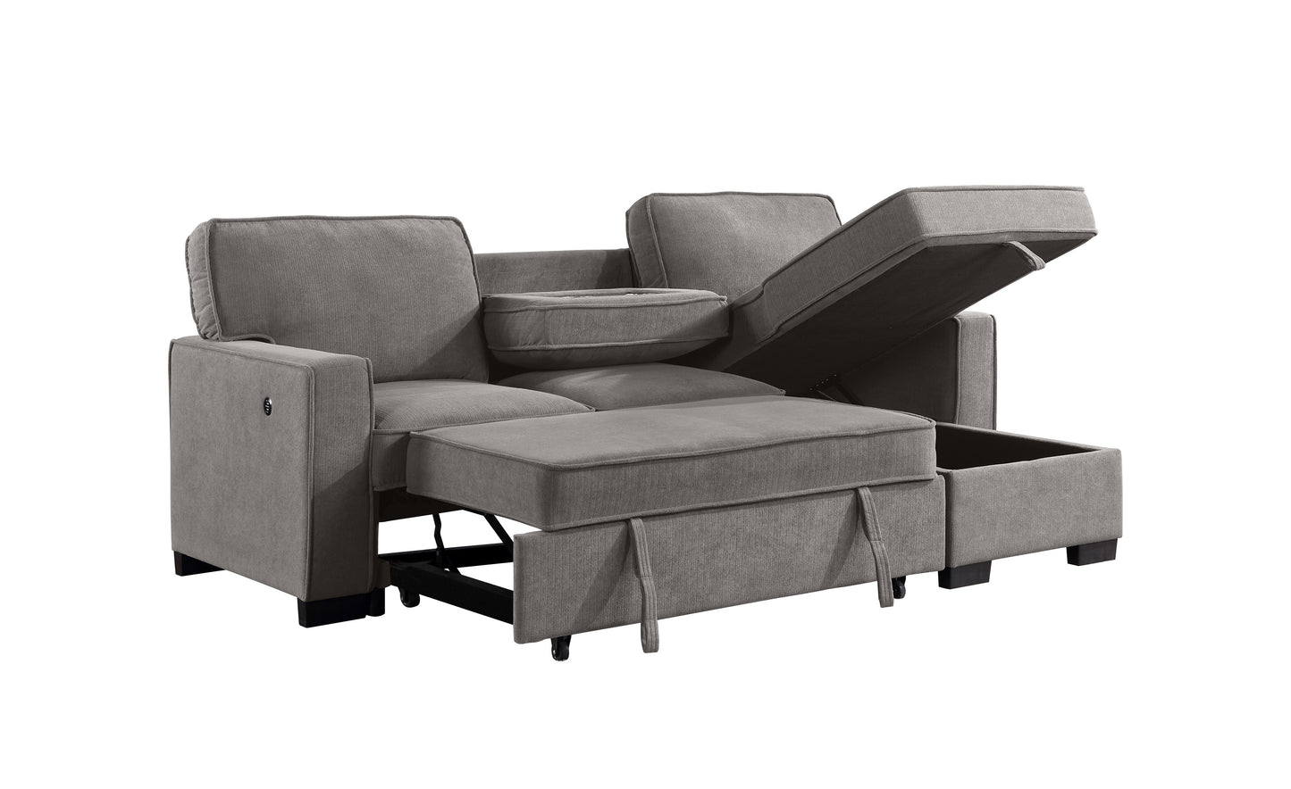 SECTIONAL W/ PULL-OUT BED & LAF CHAISE WITH STORAGE