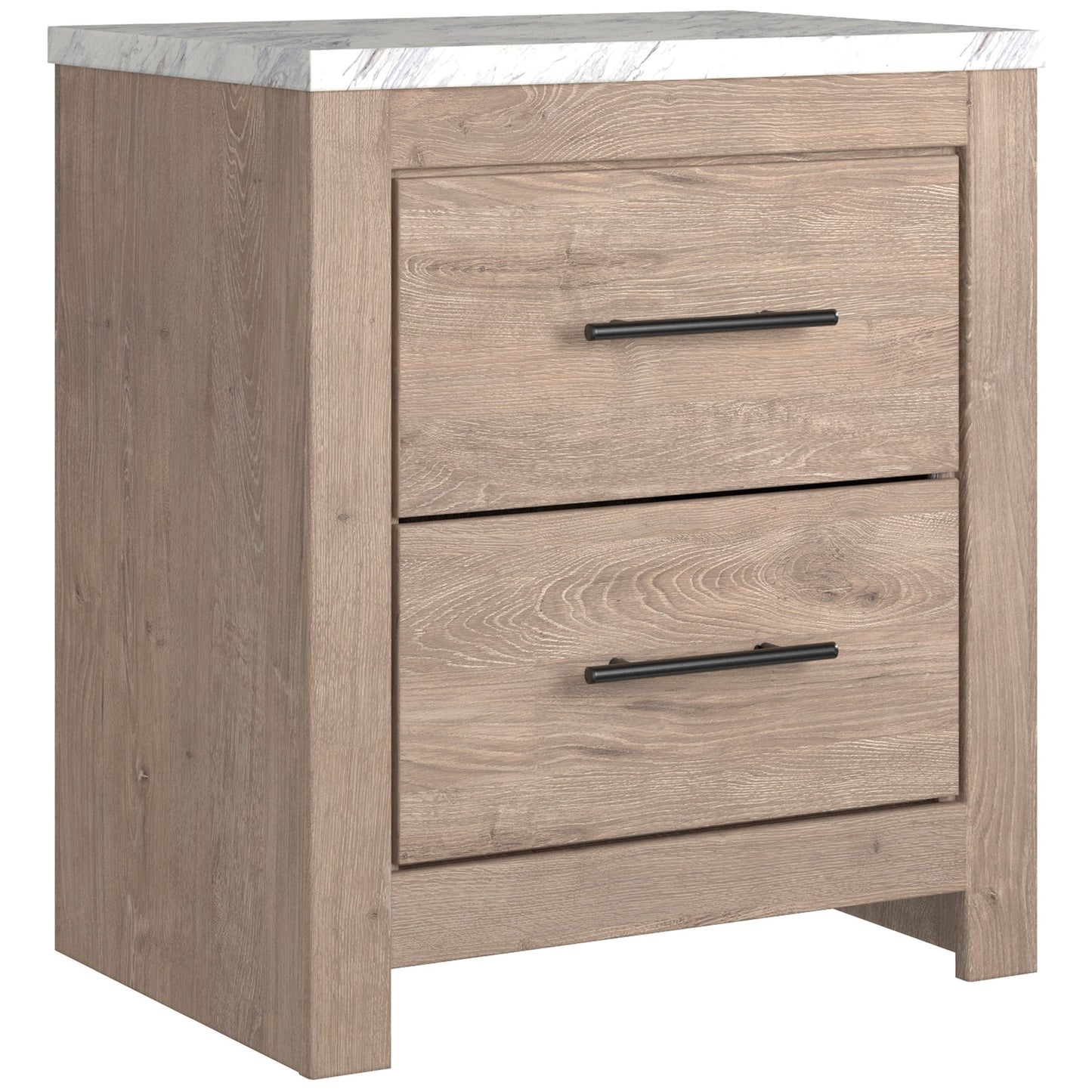 2-Drawer Nightstand with Faux Marble Top