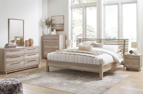 Casual 5-Piece Queen Slat Panel Bedroom Set