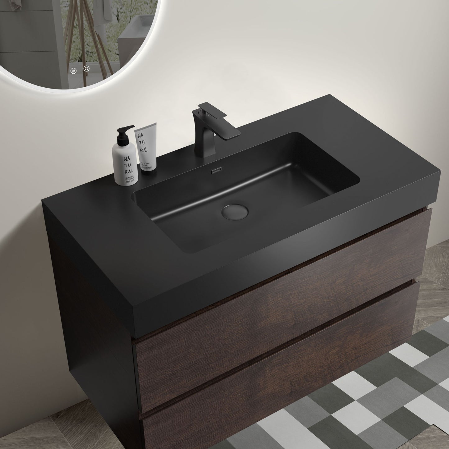 Alice - Bathroom Vanity Wall Mounted With Sink, Large Storage
