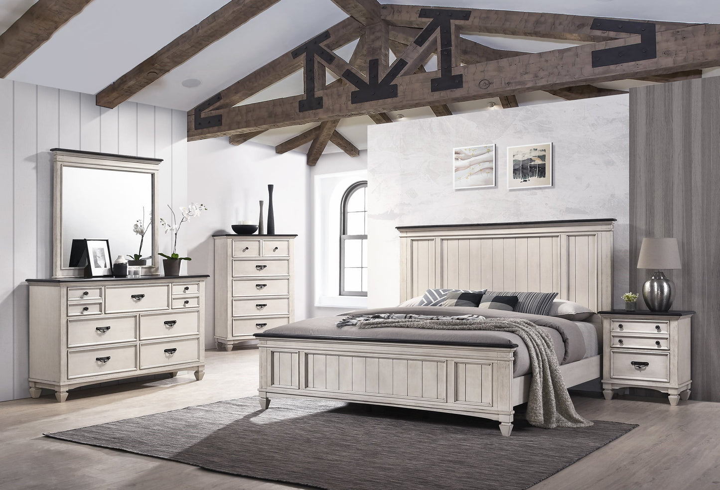 Transitional 6-Drawer Bedroom Chest with Black Nickel Hardware