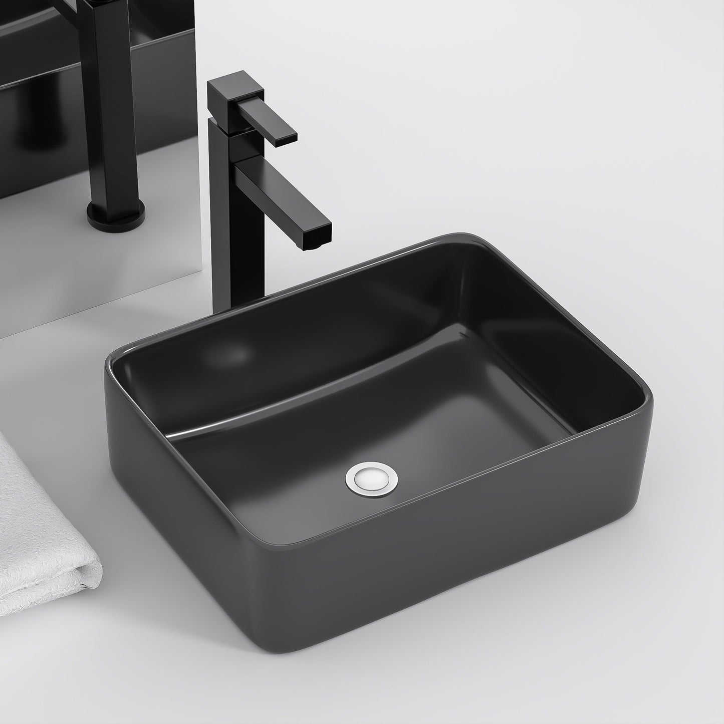 Modern European Design Ceramic Rectangular Vessel Bathroom Sink