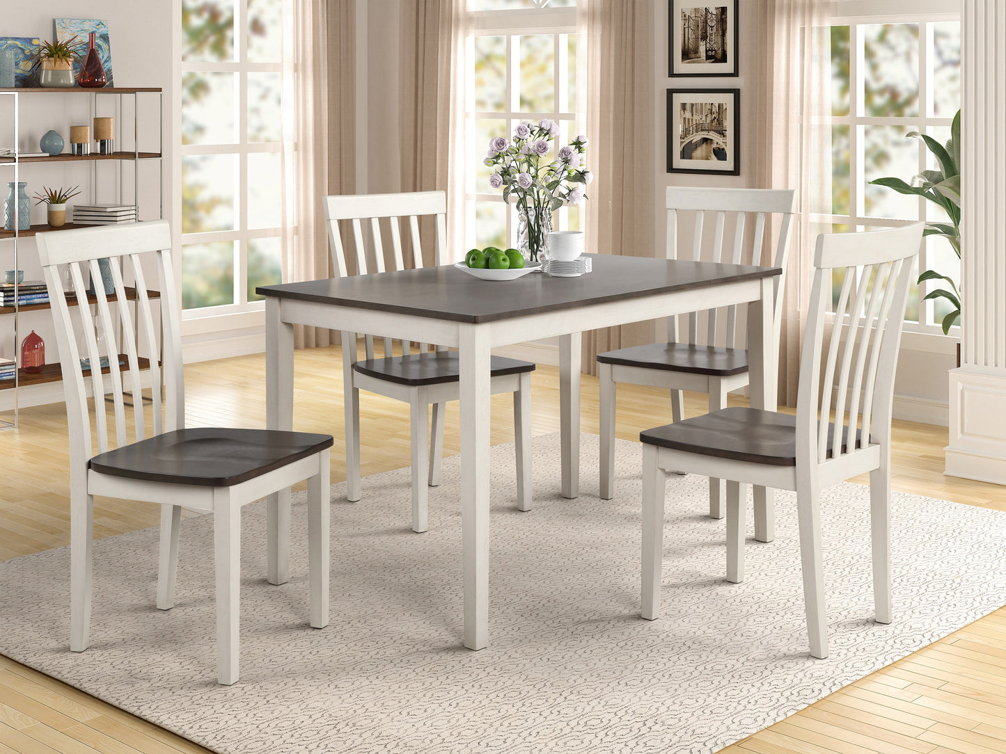 Casual 5-Piece Dining Set with Two Tone Finish