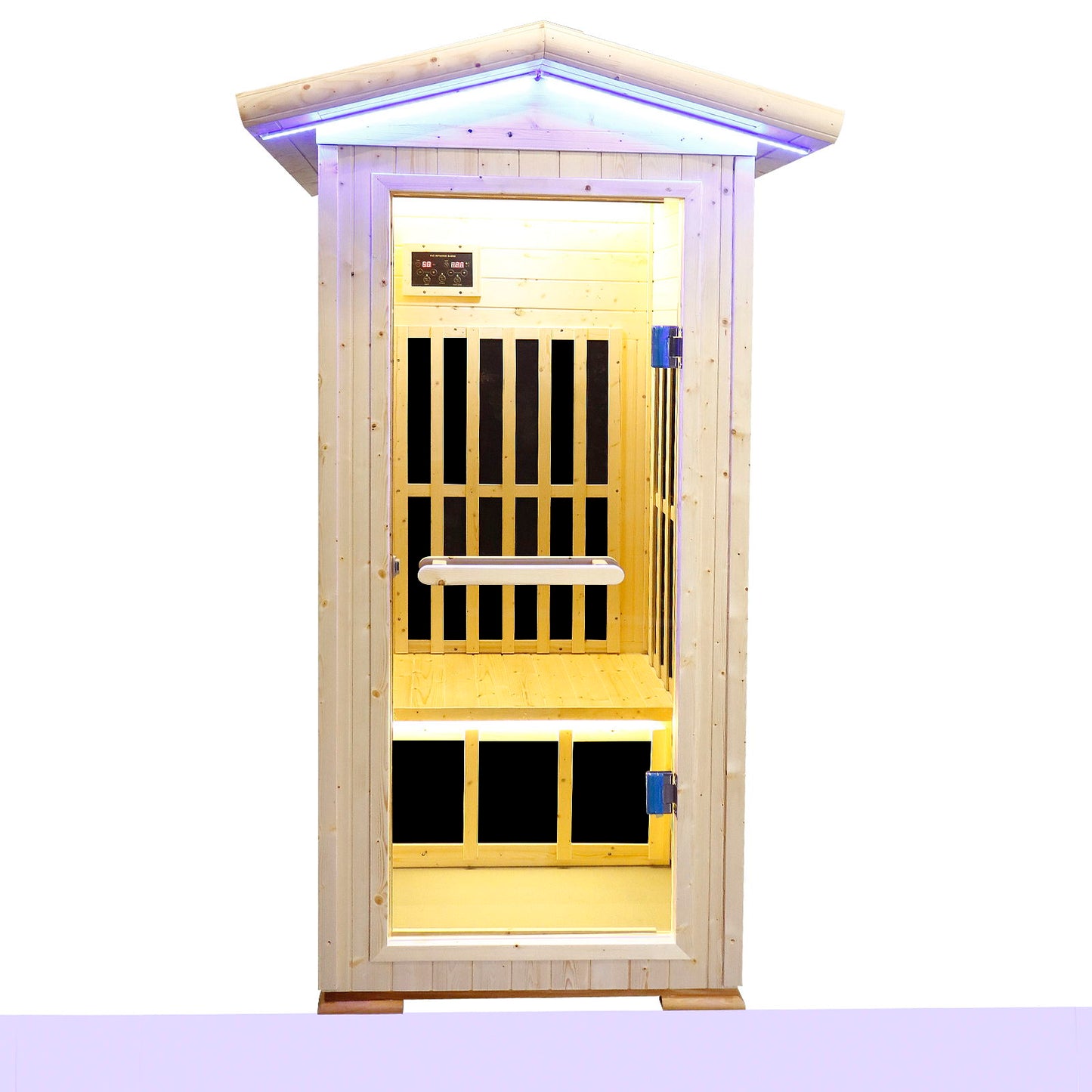 Single Person Spruce Far Infrared Sauna With Ambient Lighting And Bluetooth Music - Natural