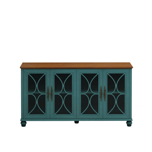 Elegant 4 Door Cabinet With Tempered Glass Doors