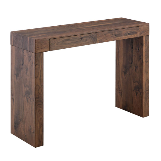 Console Table With Double Drawers - Walnut