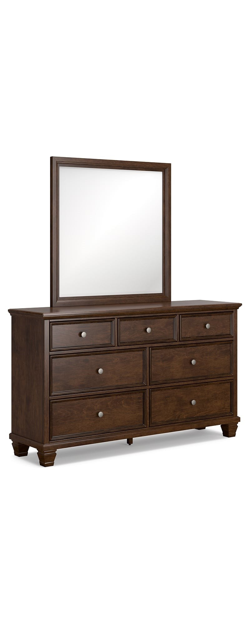 Transitional 7-Drawer Dresser with Mirror