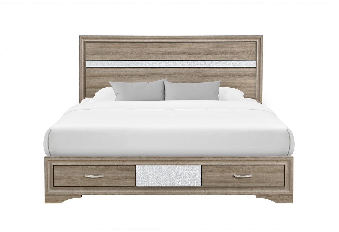 Seville - 5 Piece Queen Bedroom Set (Bed, Dresser & Mirror, Nightstand, Chest) - Natural
