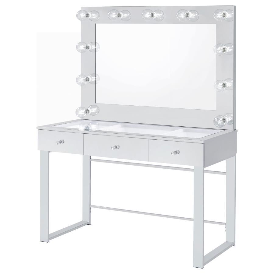 Umbridge - 3-Drawer Vanity Set With Lighting - Chrome And White