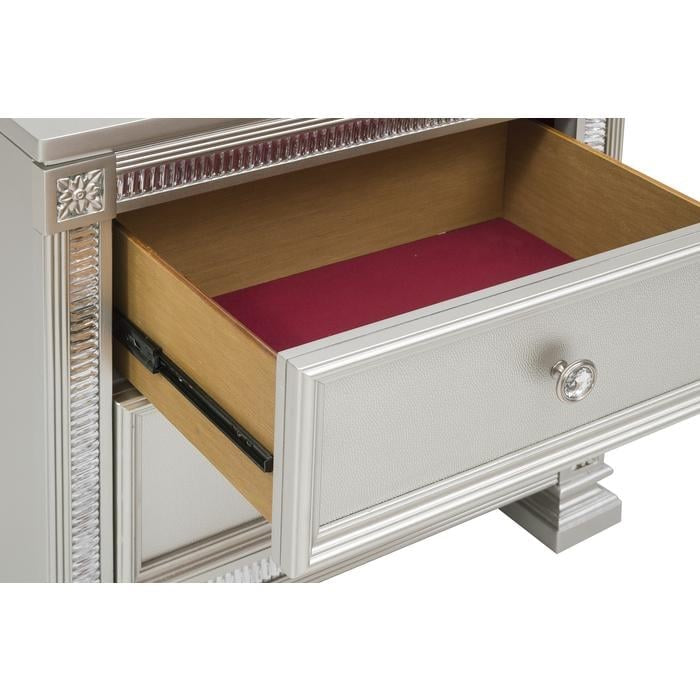 Glam Nightstand with 2 Drawers and Intricate Inlay