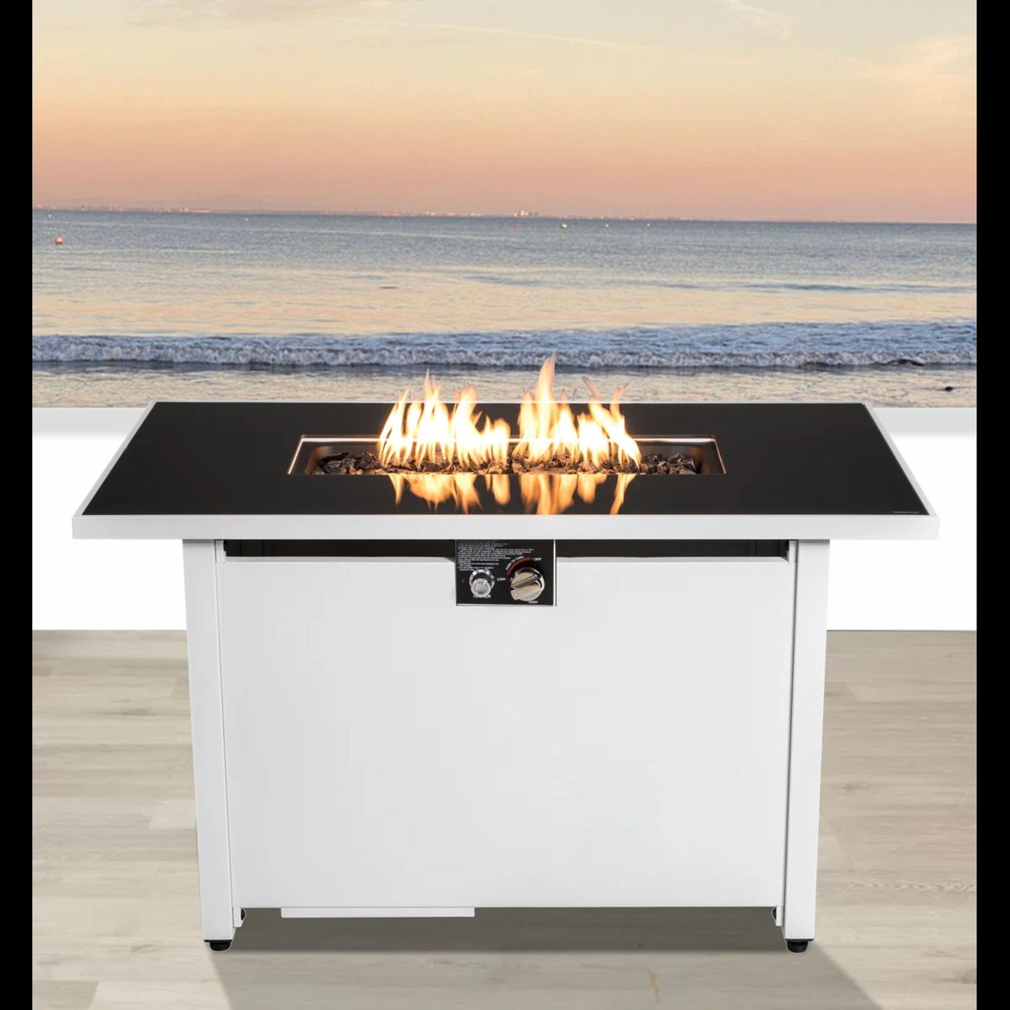 Rectangular Fire Pit With Frame Elegant Design