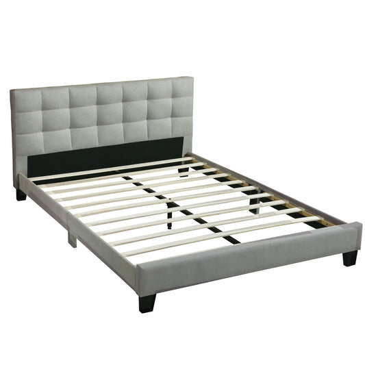 California King Size Tufted Headboard Platform Bedframe, Bedroom Furniture - Gray / Light Gray