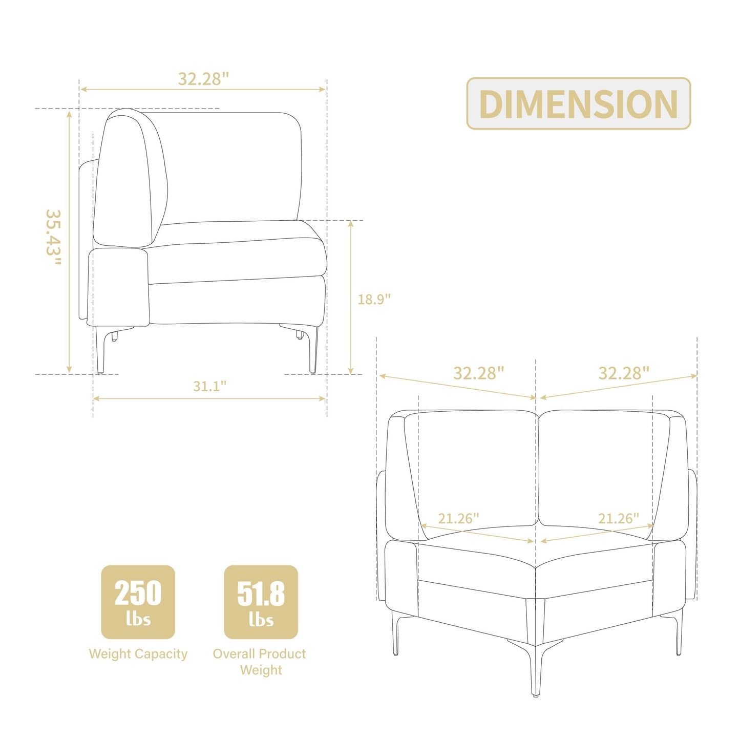 Modular Sectional Sofa Corner Seat
