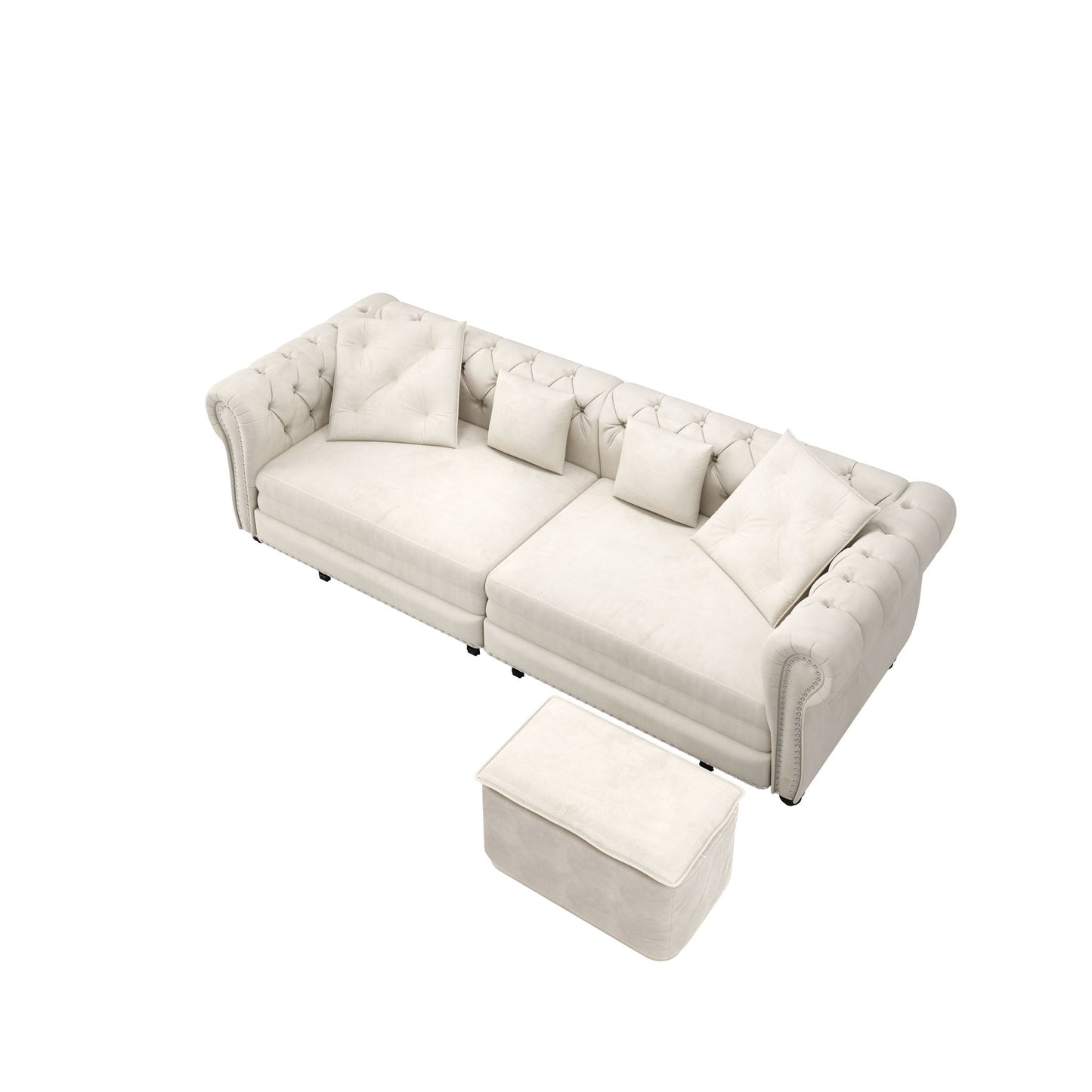 3 In 1 Convertible Sleeper Sofa Bed With Movable Ottoman