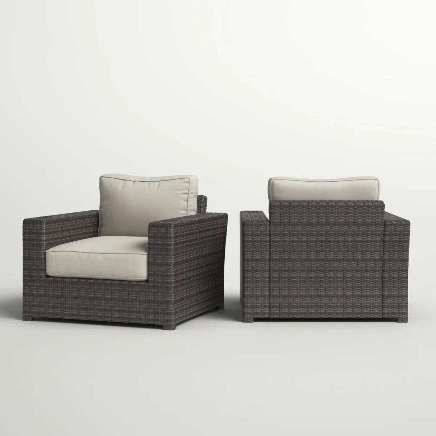 Outdoor Armchairs With Cushions (Set of 2) - Espresso / Gray