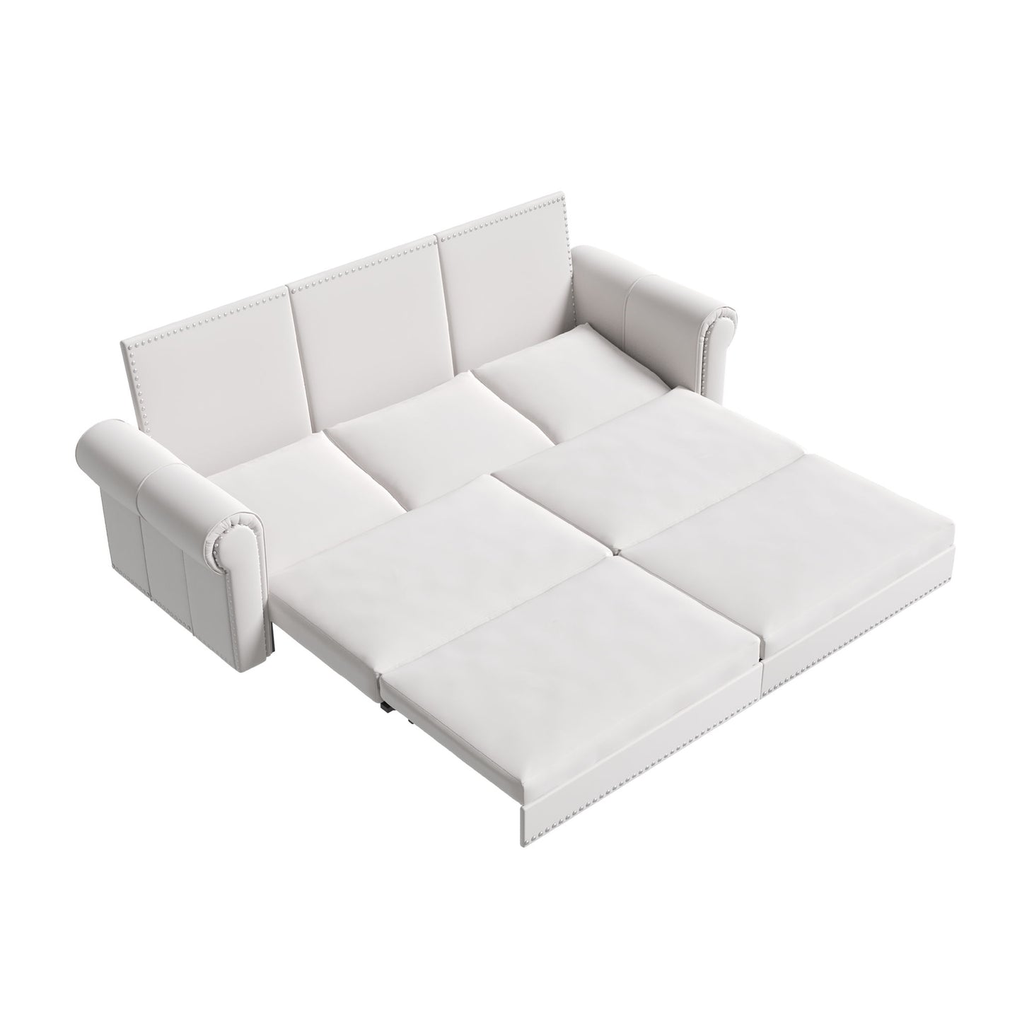 Pull Out Sofa Bed 3 In 1 Velvet Convertible Sleeper Sofa With Nailhead Trim & Rolled Arm, Multi Functional