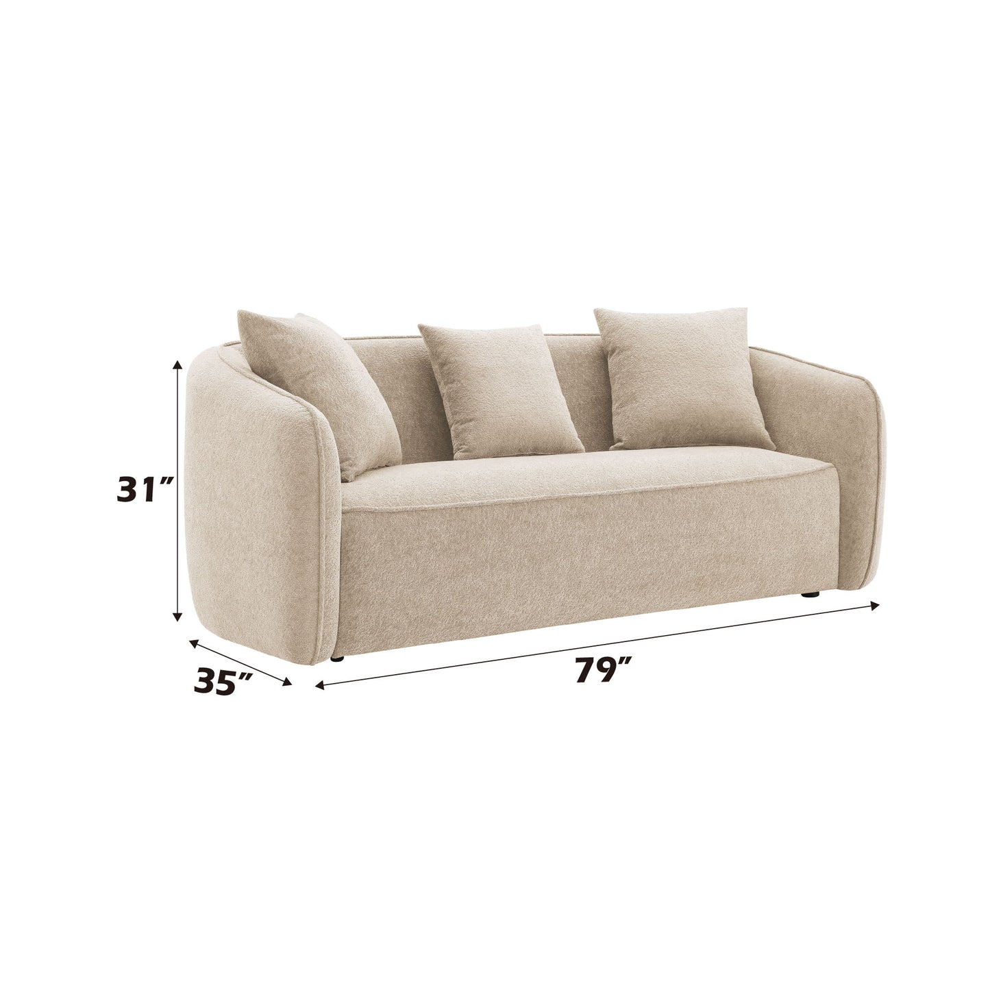 Keith - Sofa With 3 Matching Color Toss Pillows