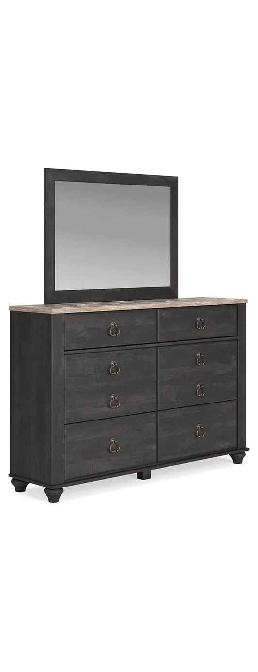 Farmhouse 6-Drawer Dresser with Mirror