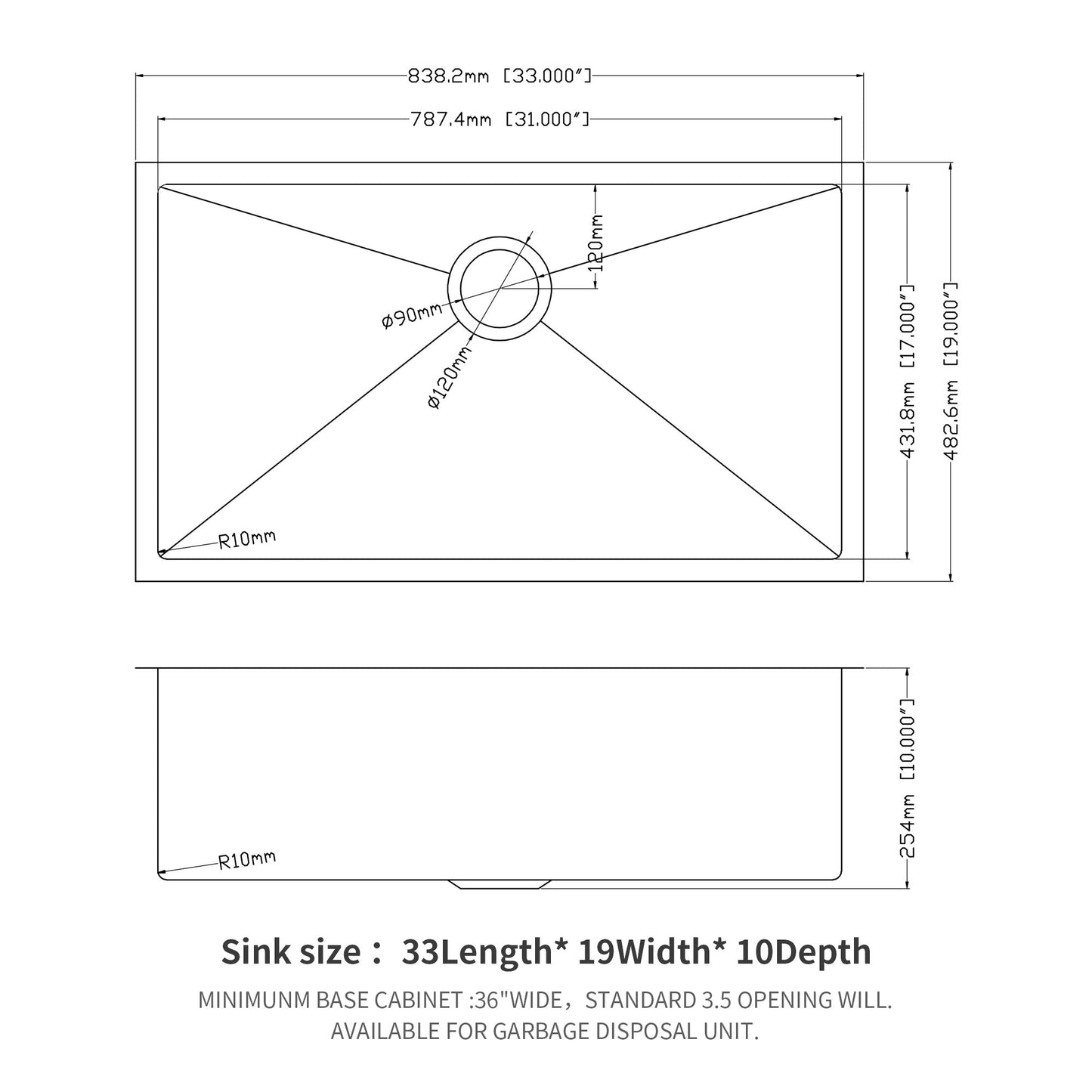 Modern Undermount Stainless Steel Kitchen Sink 16 Gauge, Deep Single Bowl