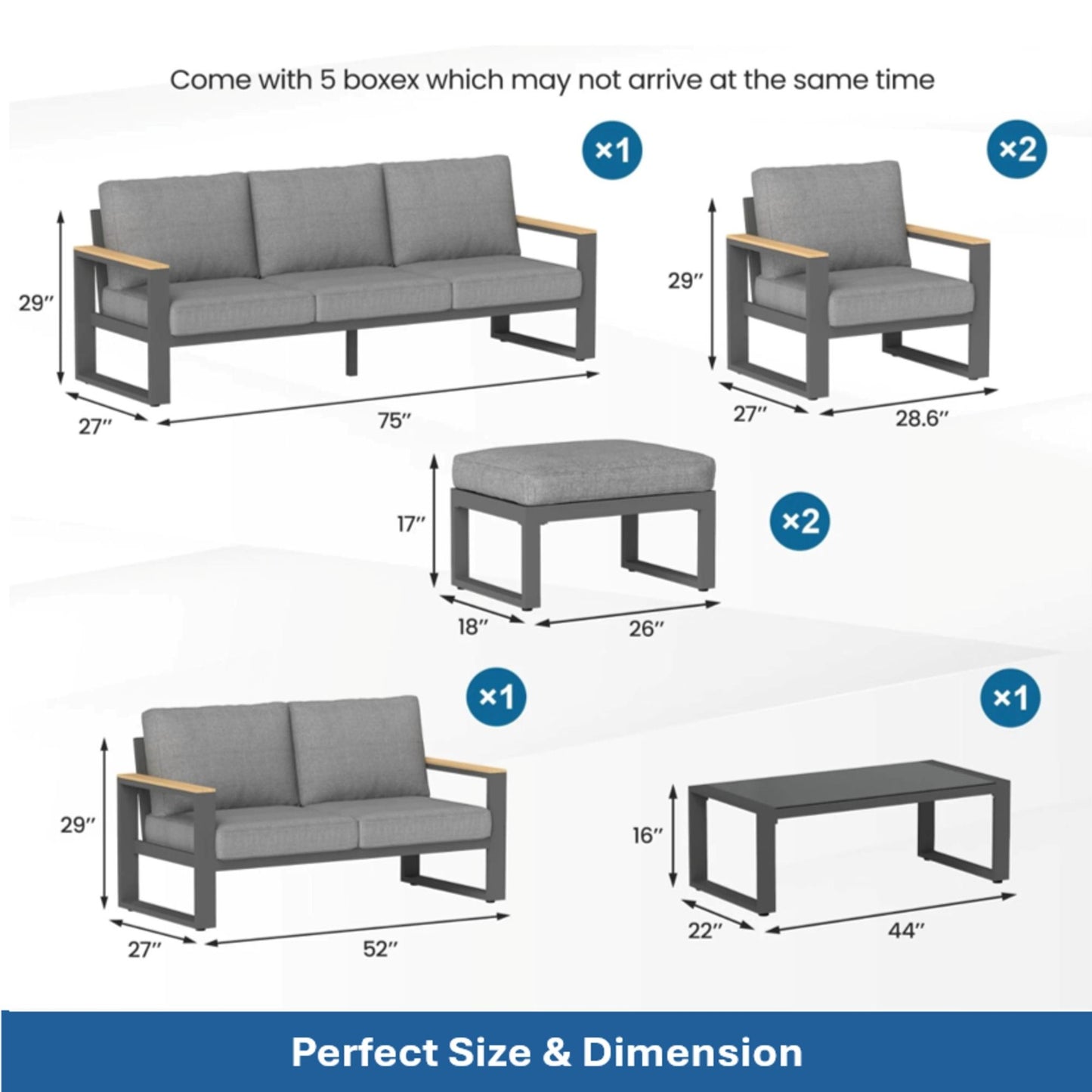 Modern Outdoor Sofa Set With Coffee Table