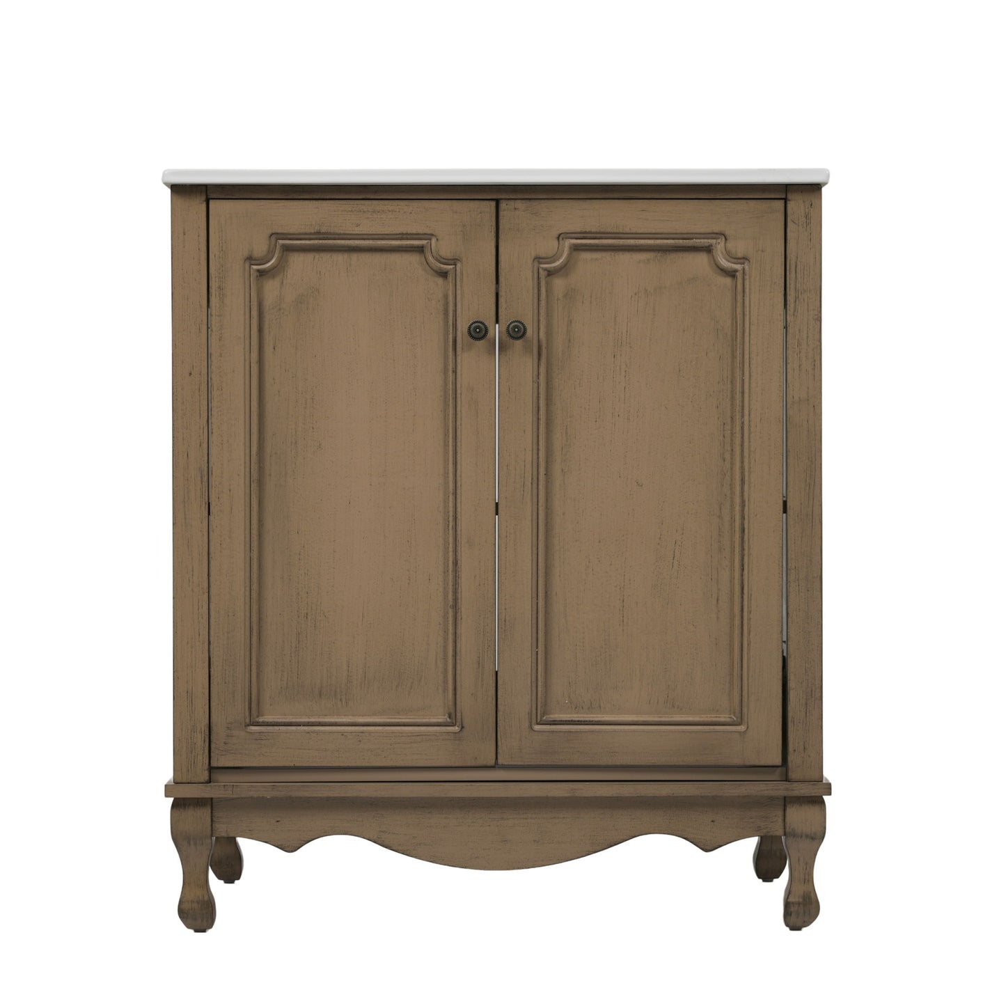 Vintage Bathroom Vanity With Ceramic Sink, Adjustable Shelves