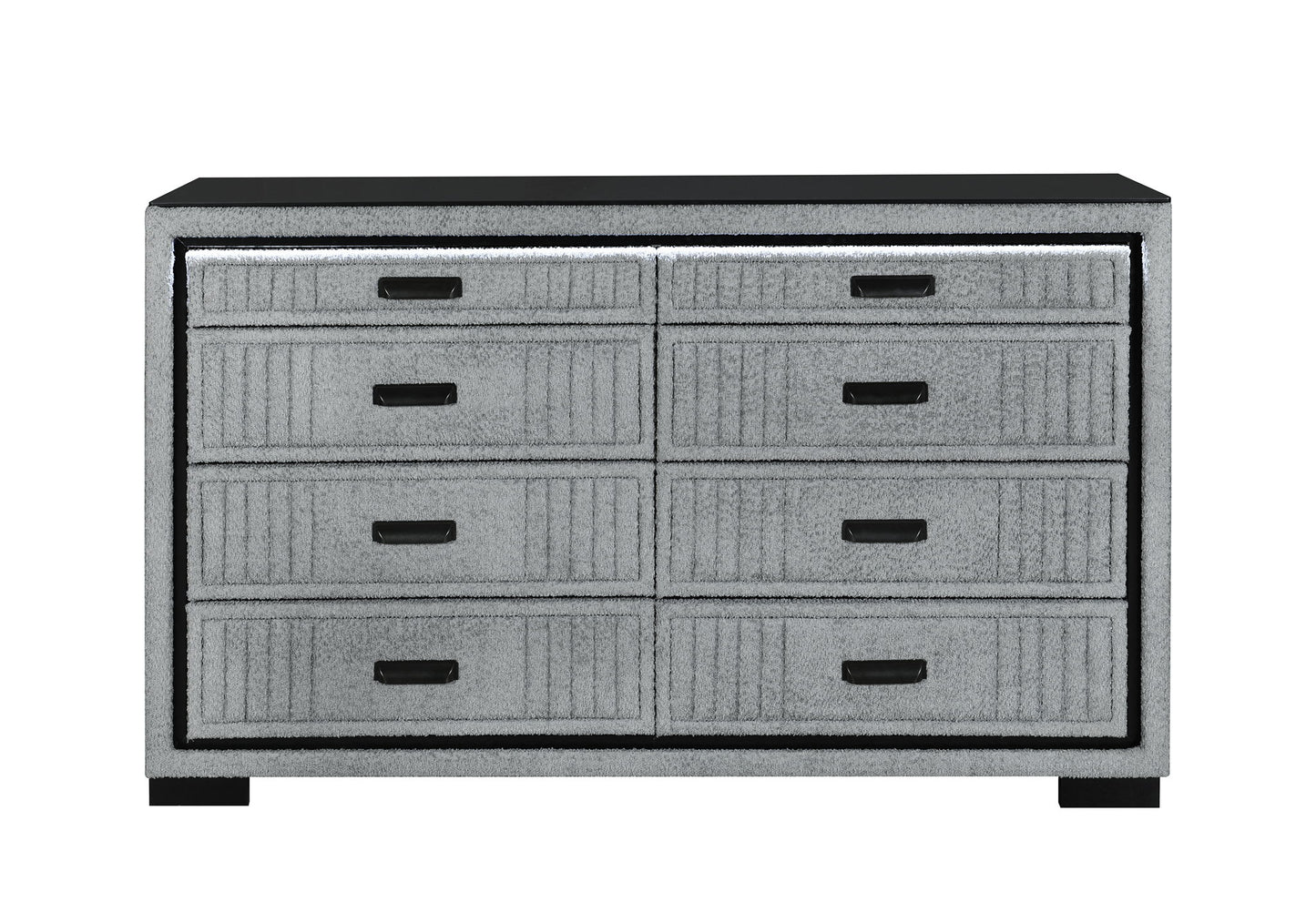 Isabella - 5 Piece Queen Bedroom Set (Queen Bed With LED, TV Lift, Bluetooth Speaker And Firpeplace Crystal) - Gray