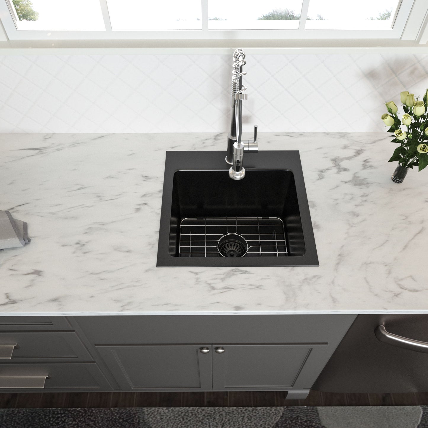 Topmount 16G Stainless Steel Kitchen Sink Deep Single Bowl - Gunmetal Black