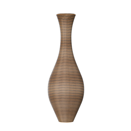 Tall Artificial Rattan Floor Vase In Elegant Statement Piece For Living Room Decor, Entryway, Or Hallway Versatile Home Accent For Dried Or Silk Floral Arrangements - Beige / Gray