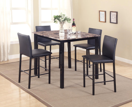 5 Piece Counter Height Dinette Set with Faux Granite Table Top