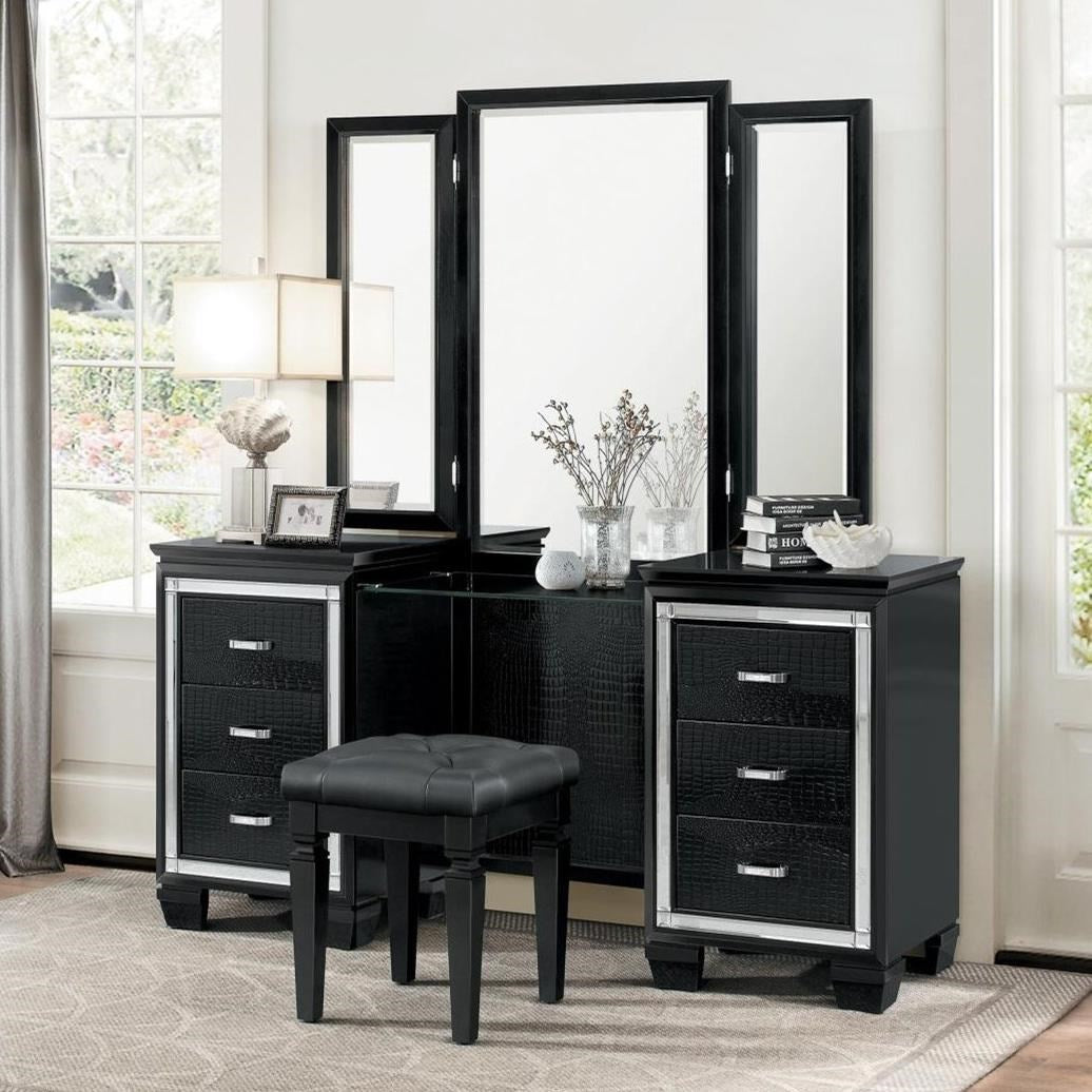 Glam Vanity Dresser with Mirror Accents