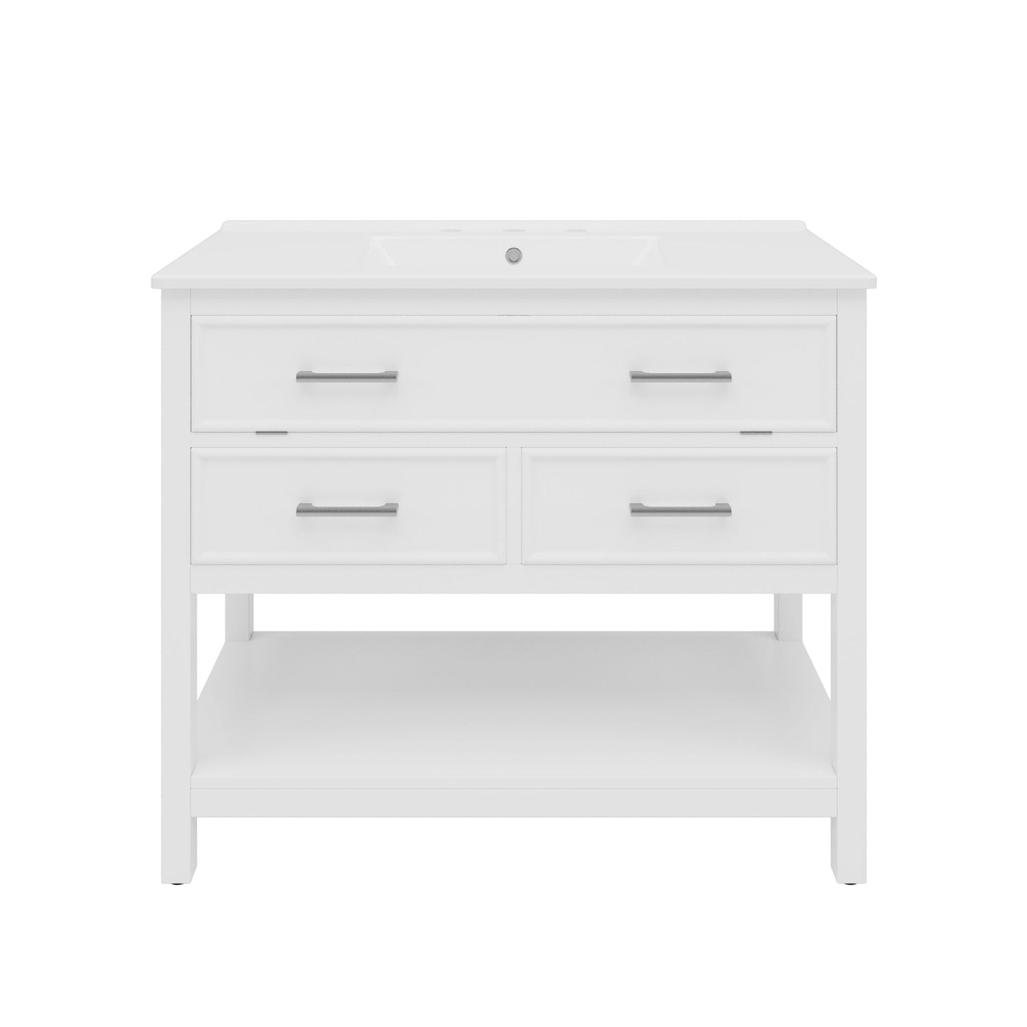 Bathroom Vanity With Ceramic Sink, Tip Out Tray & 2 Full Extension Drawers