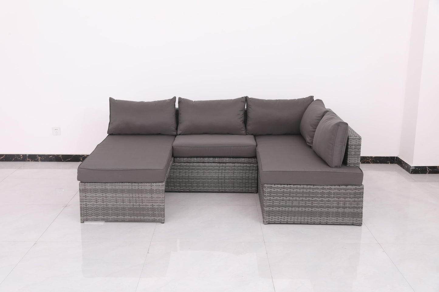 Patio Sofa With Cushions - Gray