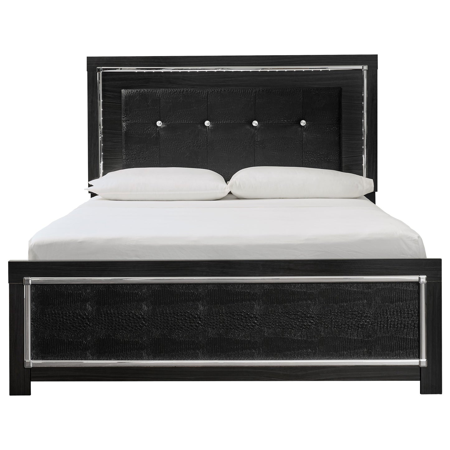 Glam Queen Upholstered Bed with LED Lighting