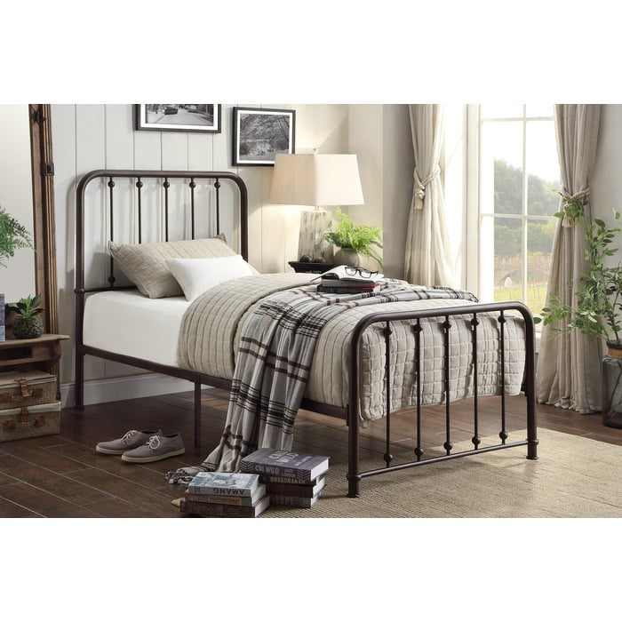 Transitional Twin Platform Bed with Metal Frame