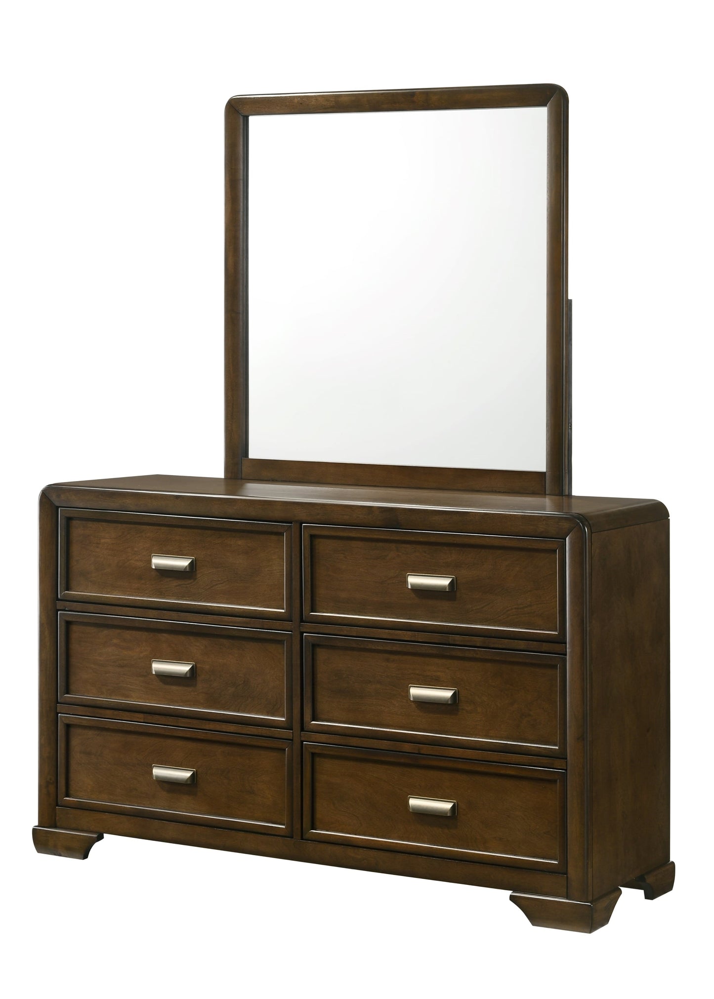 Transitional 6-Drawer Dresser and Mirror