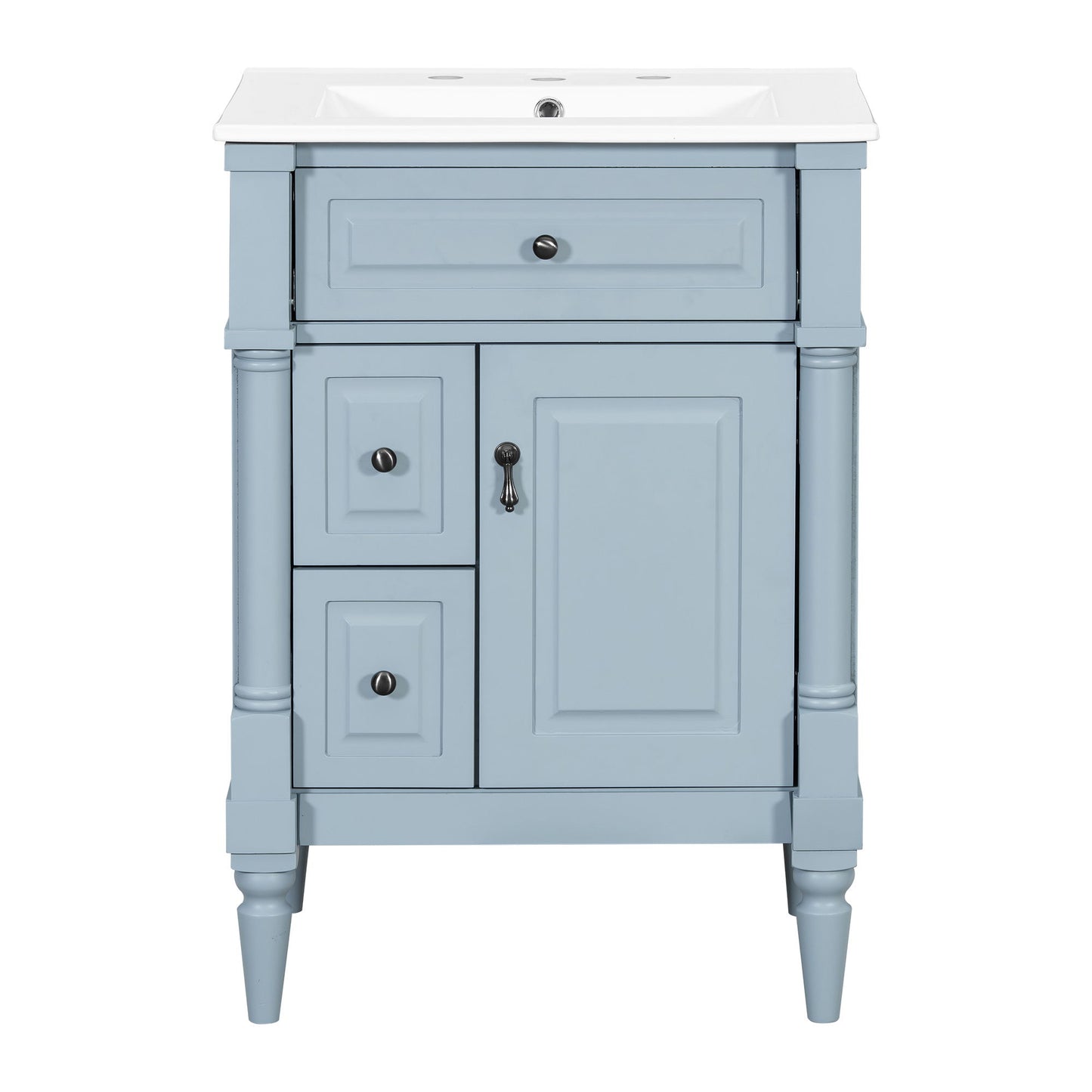 Freestanding Bathroom Vanity With Sink, Adjustable Shelf & Flip Drawer