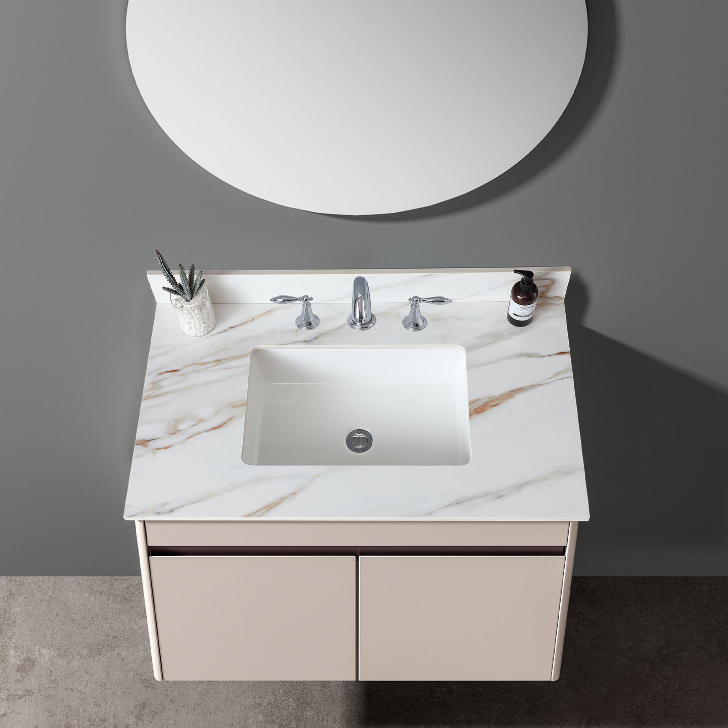 Vanity Top With Undermount Sink And Backsplash, Sintered Stone
