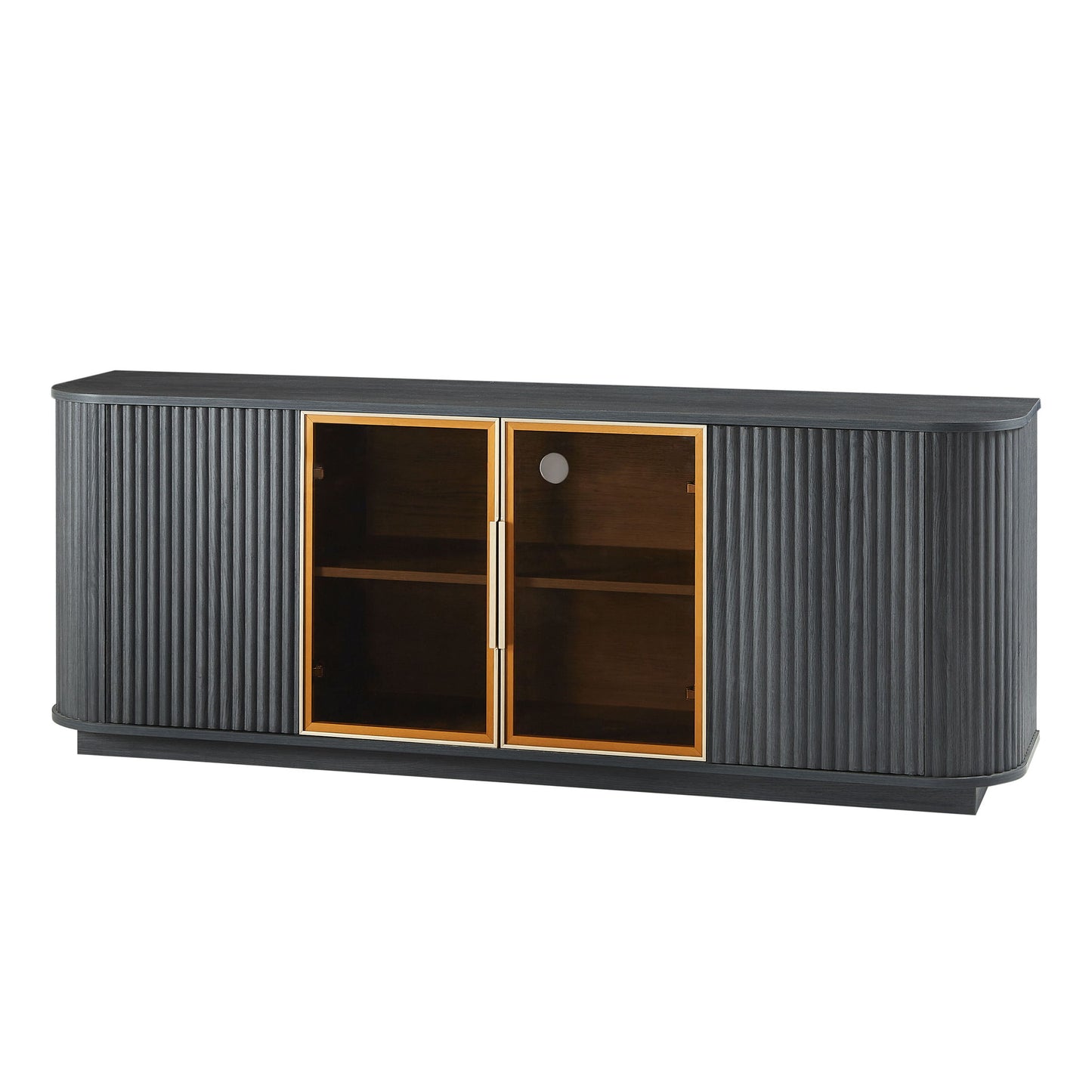 Modern 64" Wavy TV Cabinet With LED Lights - Black