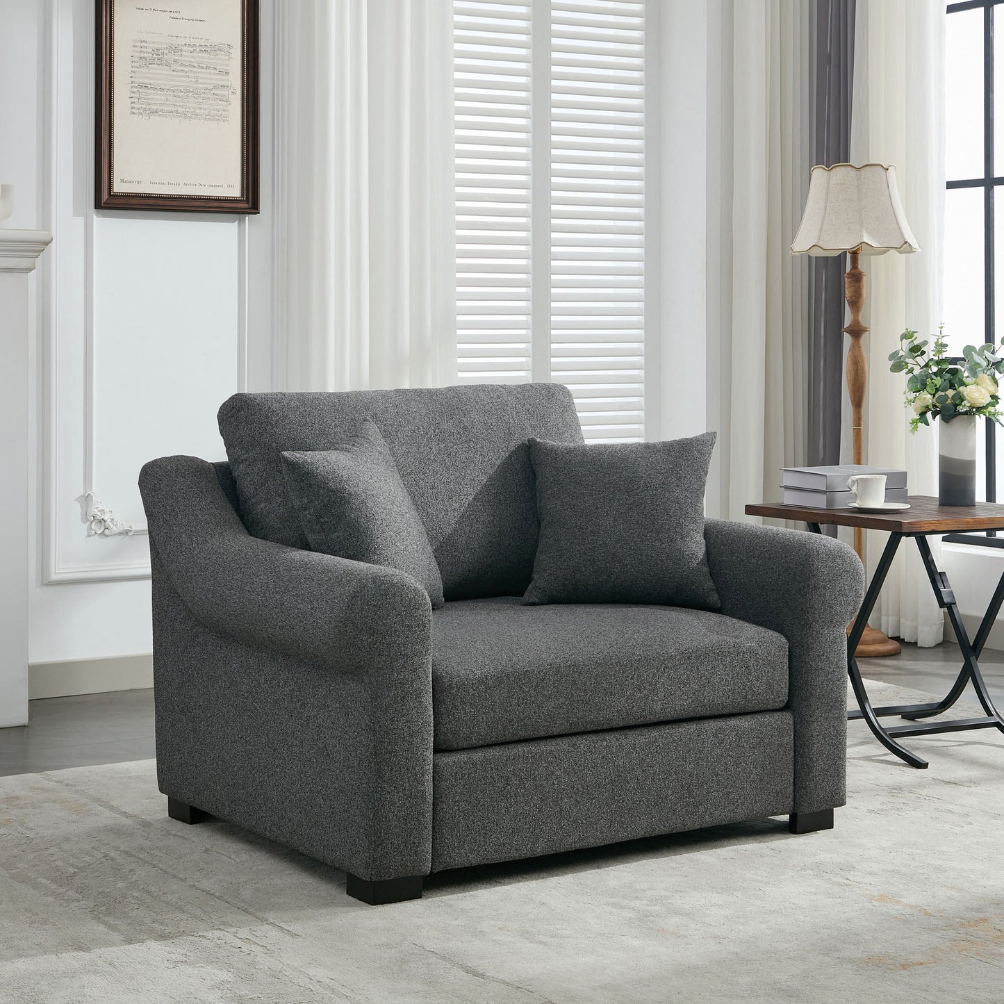 Modern Chenille Oversized Armchair, Chair And A Half, Single Sofa