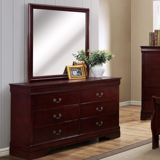 Square Dresser Mirror with Cherry Wood Frame